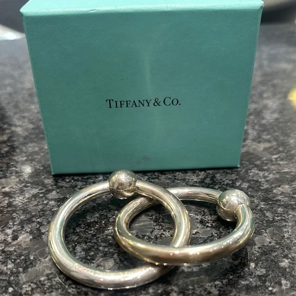 Tiffany & Co. Silver Hoop Earrings - Picture 1 of 2